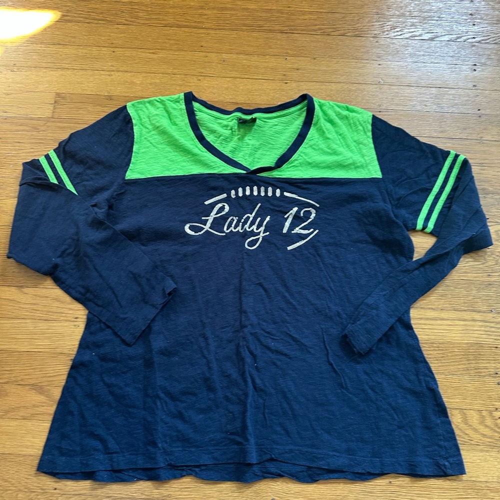 Seattle Seahawks Navy and Green Long Sleeve Shirt